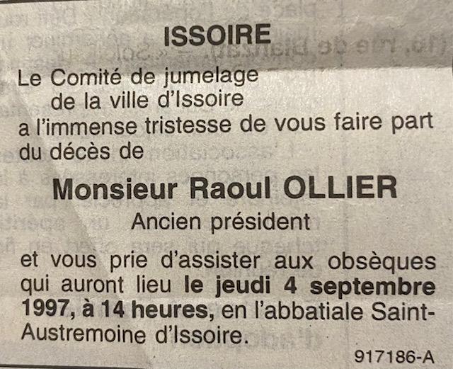 Aavis de deces comite de jumelage